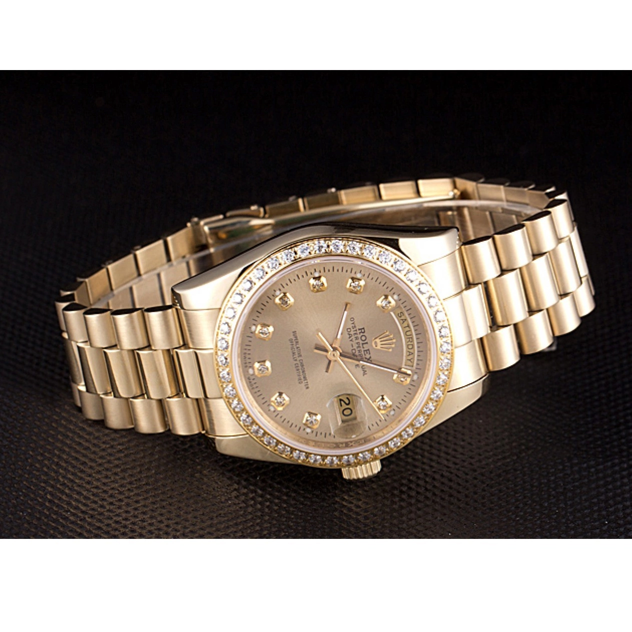 MiroTime 0820 Rolex Day-Date 18k Yellow Gold Plated Stainless Steel Gold Dial